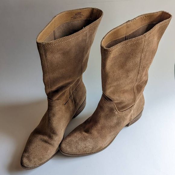 Lucky Brand Shoes - Lucky Brand Lefara Tan Suede Pointed Toe Mid Calf Boots Western Boho Indie